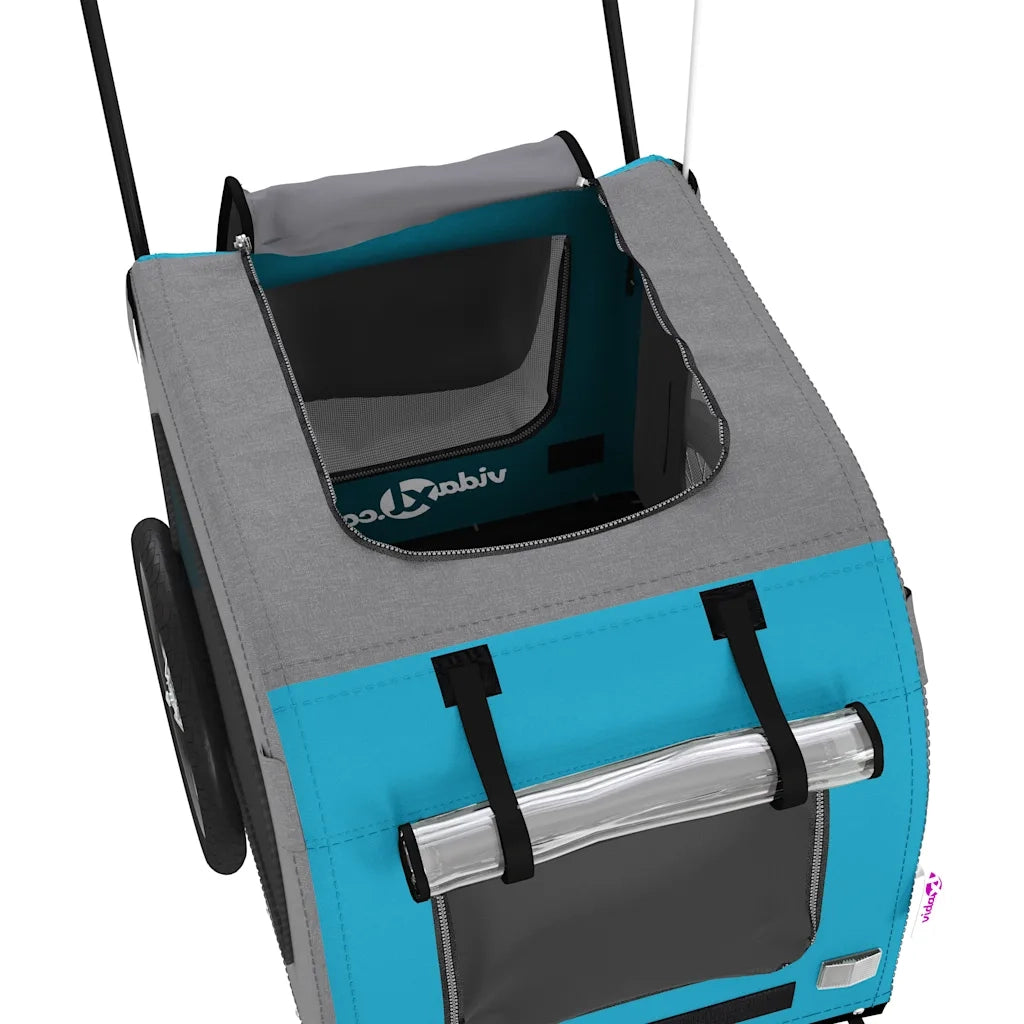 Rimorchio da Bici per Animali Blu e Grigio Oxford e Ferro CFW5422267