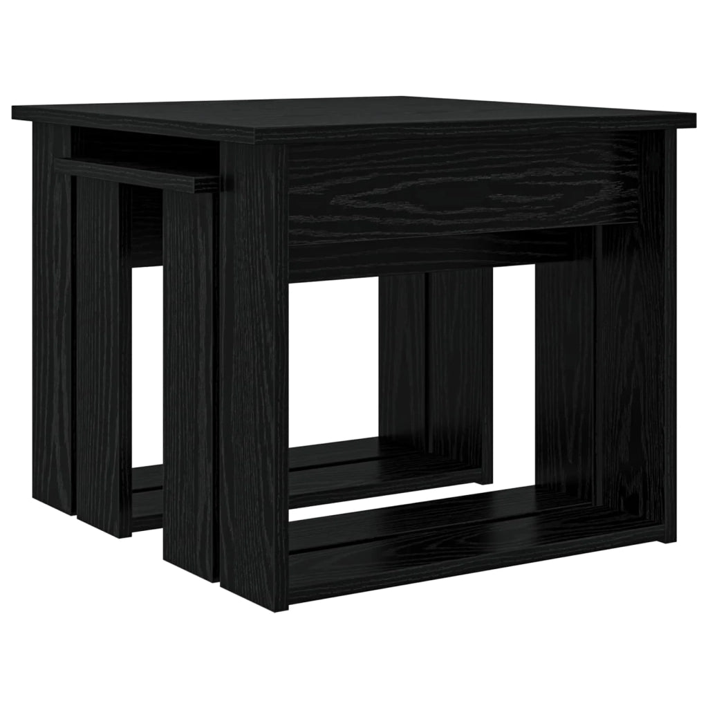 Set di Tavolini da Caffè 2 pcs Rovere Nero Legno multistrato