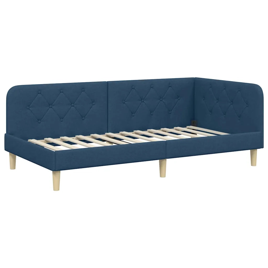 Cornice del letto ad angolo Blu 90 x 200 cm Tessuto 3394124