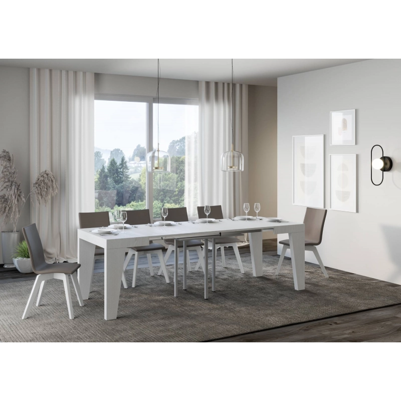 Tavolo allungabile 90x90/246 cm Naxy - Bianco Frassino
