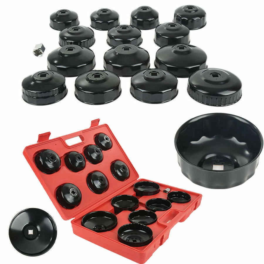 KIT 15 PEZZI CHIAVI CHIAVE A TAZZA PER FILTRO OLIO UNIVERSALE CHROME VANADIUM