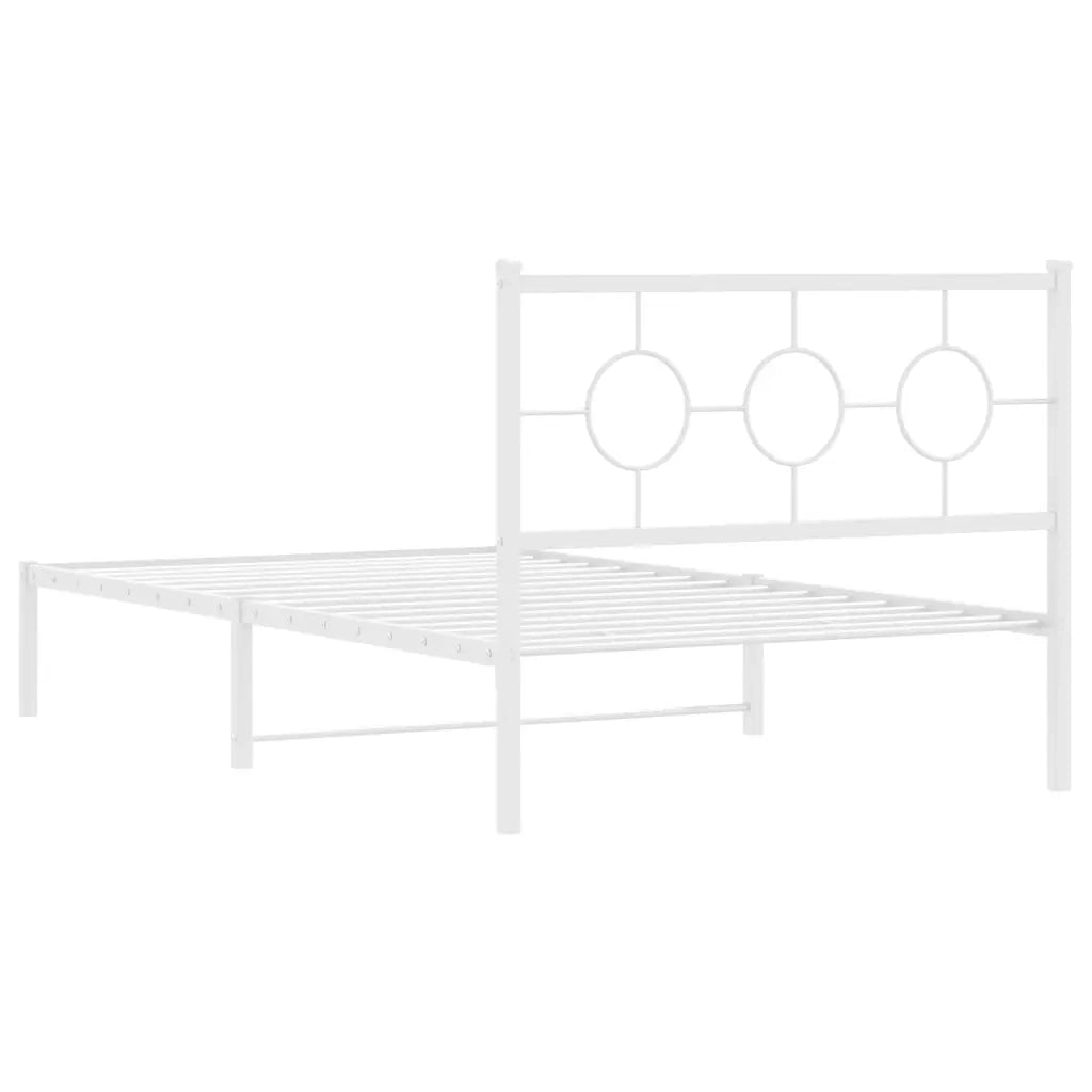 Letto singolo | Letto per adulti | Giroletto con Testiera Metallo Bianco 107x203 cm