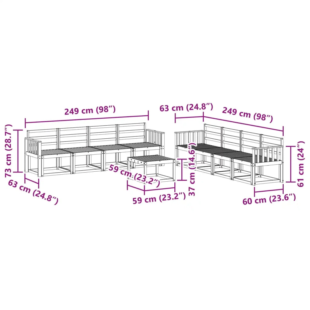 Set di divani da esterno 9 pcs Bianco 59 x 59 x 37 cm 3387413