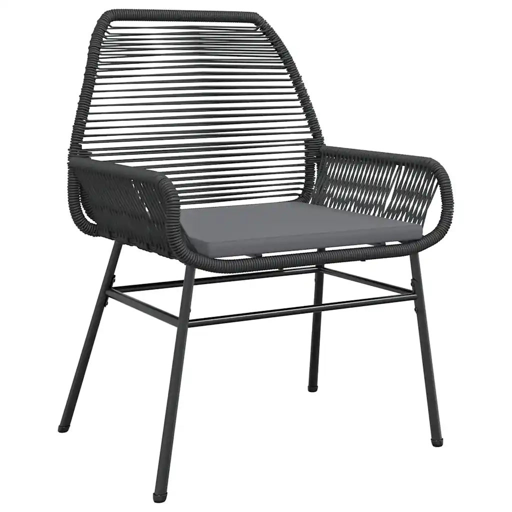 Set da Pranzo da Giardino 3 pz con Cuscini Polyrattan Vetro