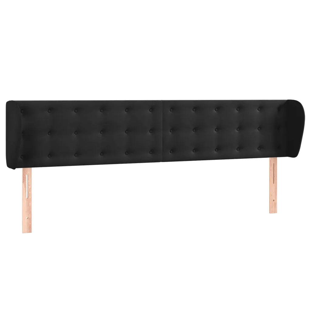 Testiera | Testata ad Orecchio Nera 183x23x78/88 cm in Velluto