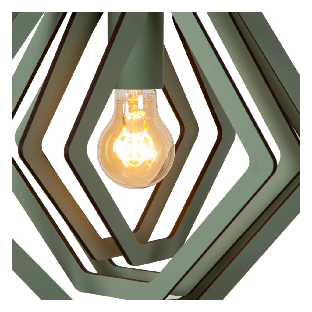 Lampada sospesa MAURO verde MDF geometrica 1xE27 Lucide