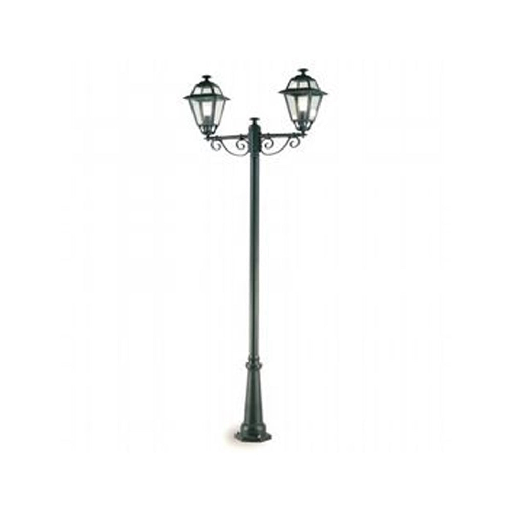 Palo Da Esterno Contemporaneo 250Cm Elegance Alluminio E Vetro Grigio 2 Luci E27