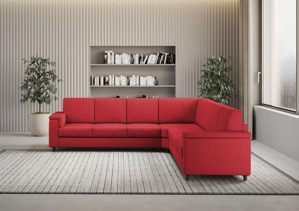 Divano marrak 3 posti  (tre sedute da 60cm) + angolo + divano 3 posti (tre sedute da 60cm) misure esterne l.286x286 | rosso - Mobili 2G