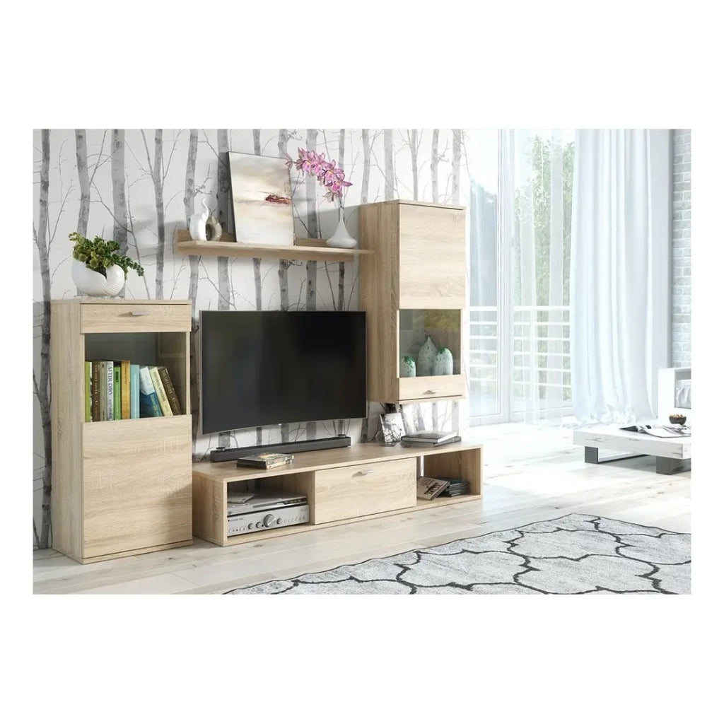 Mobile per TV da parete LEA design colore rovere sonoma. Mobile da salotto sospeso.