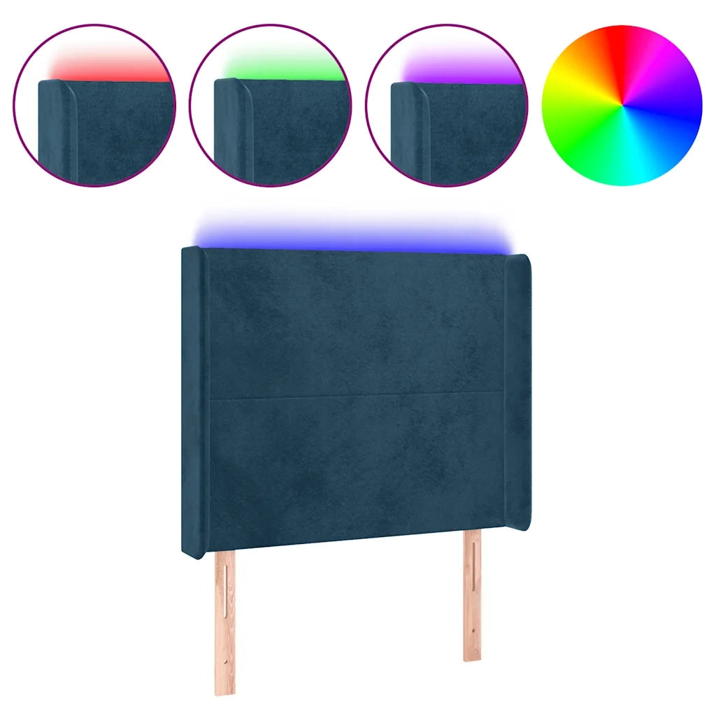 Testiera a LED Blu Scuro 83x16x118/128 cm in Velluto 3123802