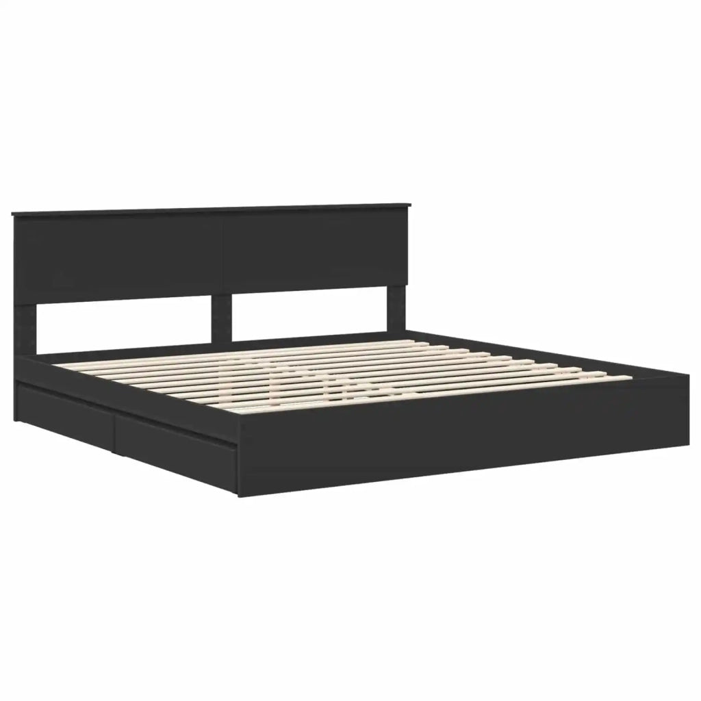 Letto con Contenitore Nero 200 x 200 cm Legno multistrato