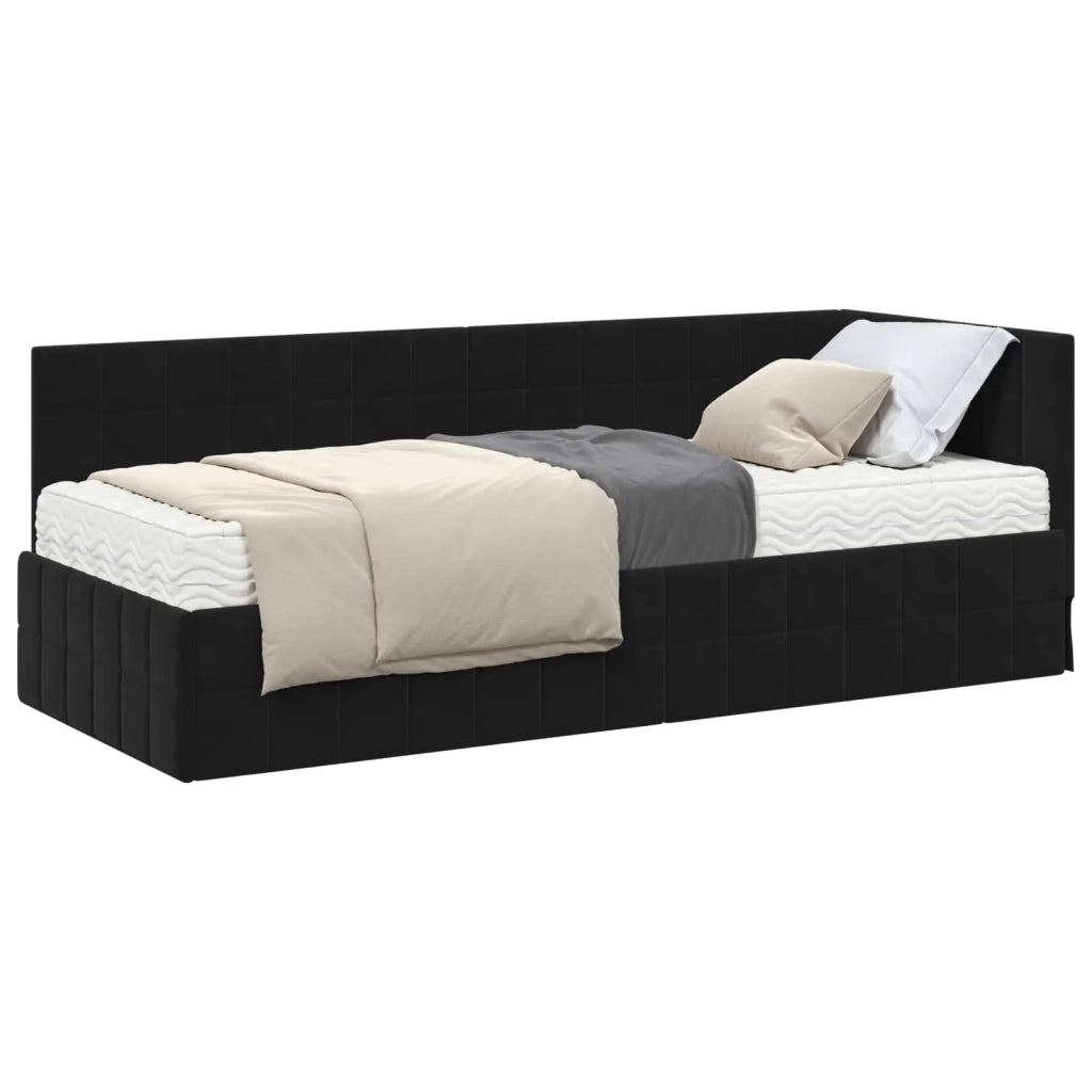 Struttura Letto Angolare con Materasso 2 pz-Giroletto con materasso Nero Velluto 203509