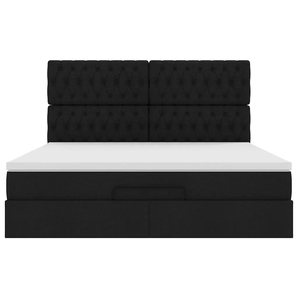 vidaXL Struttura Letto Pouf con Materasso Nero 160x200 cm in Tessuto