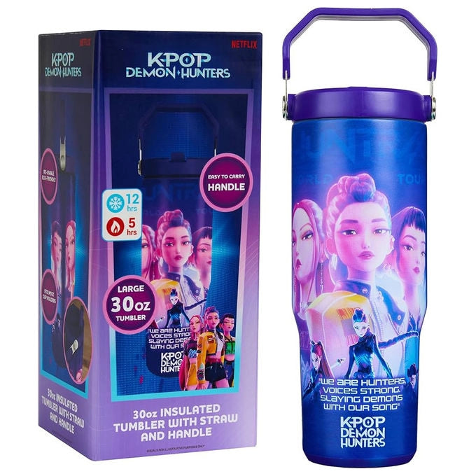 Cinereplicas borraccia termica Kpop Demon Hunters Huntrix 500ml acciaio inossidabile doppia parete lilla