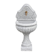 Fontana a Parete da Giardino Senza Rubinetto in Cemento Granulato di Marmo Oglio Bianco/Nero