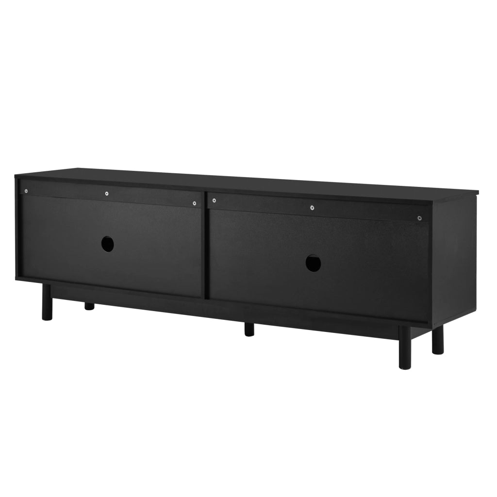Mobile porta TV 175x38x56 cm; 4 ante push-to-open; MDF e truciolare nero