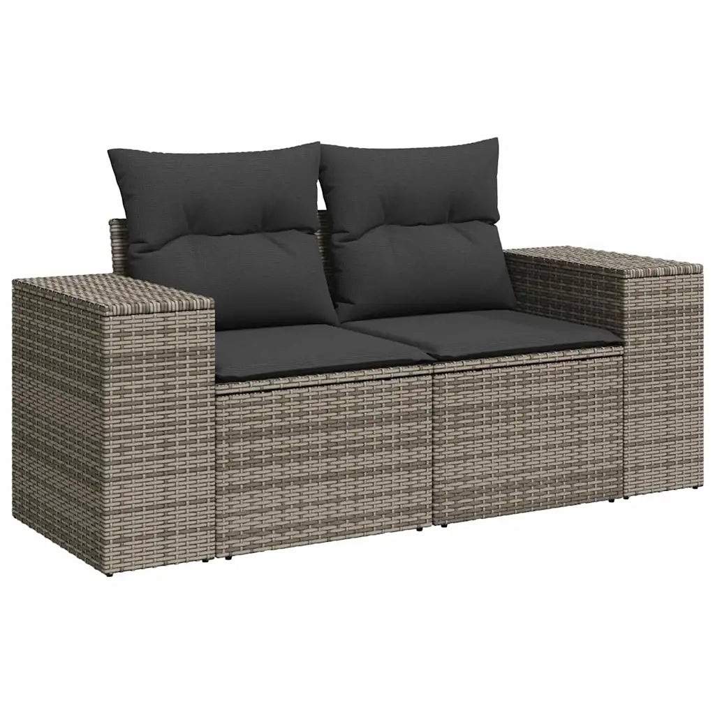 Set Divano da Giardino con cuscino 12 pcs Grigio polyrattan