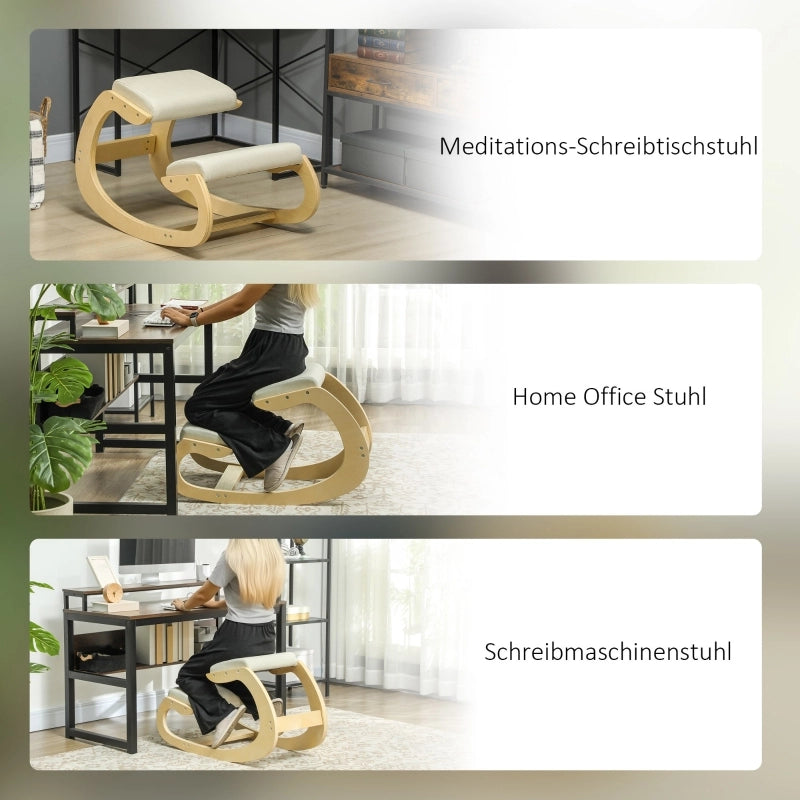 SEDIA Inginocchiatoio Ergonomica 55x85x55 cm Legno Bianco crema