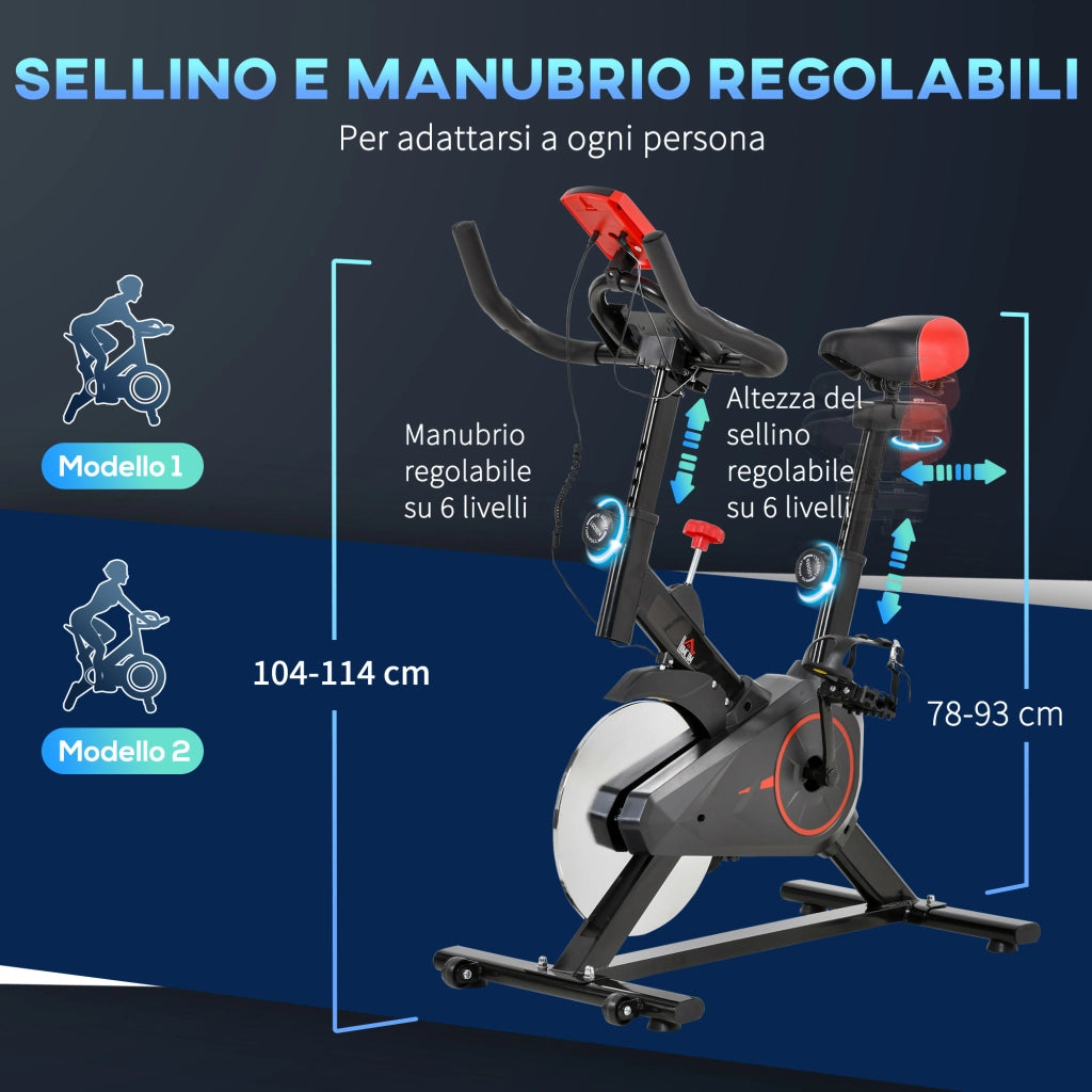 Cyclette da Casa con Resistenza Regolabile ¨C Minimal ¨C Monitor LCD, Sensore Battito Cardiaco, Volano 6kg