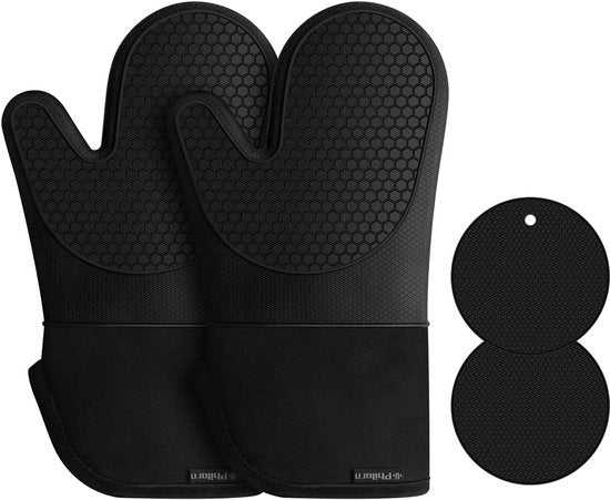 Manopole in silicone impermeabili e resistenti al calore, antiscivolo, nero, 2 pezzi