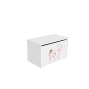 Cesta porta giochi Daria in legno bianca con Unicorno