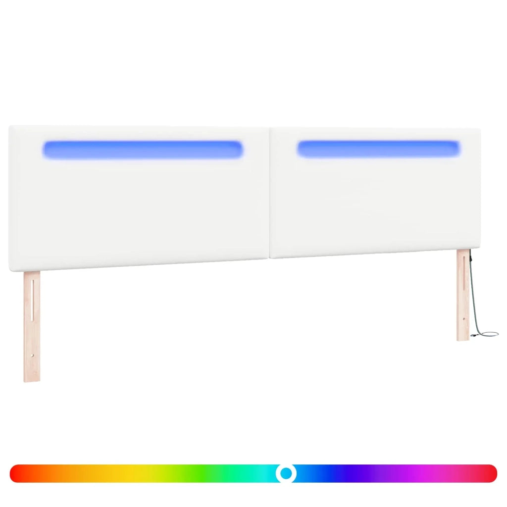 Testiera LED Bianco 200 cm Pelle Sintetica 42007314