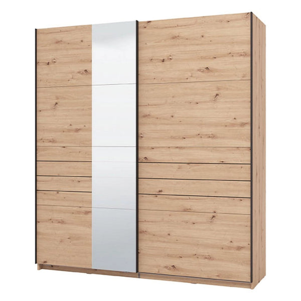 Armadio Camera da Letto Siri, Guardaroba Grande Appendiabiti, 195x217.5h cm Marrone Rovere Nodi