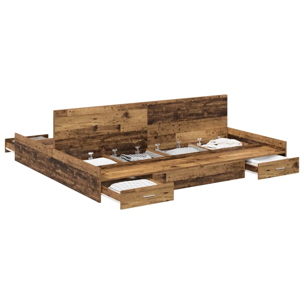 Struttura letto con contenitore Legno vecchio 200 x 200 cm 3335267