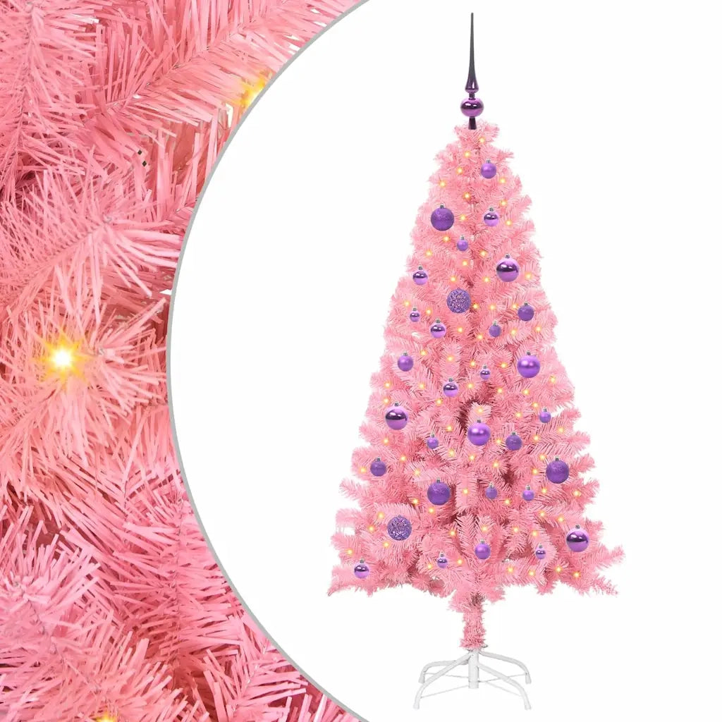 Albero di Natale | Decorazioni natalizie con 150 LED con supporto Rosa 150 cm PVC