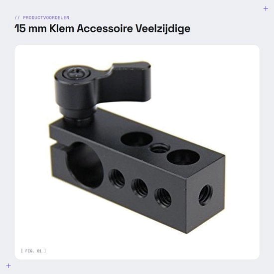 Accessorio 15 mm Klem - Montaggio Versatile - Nero - Adatto per Fotocamere - Ideale per Fotografi e Operatori di Ripresa