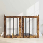 Cancello per cani con supporti 4 pcs Rovere Fumo 80 x 100 cm 892045
