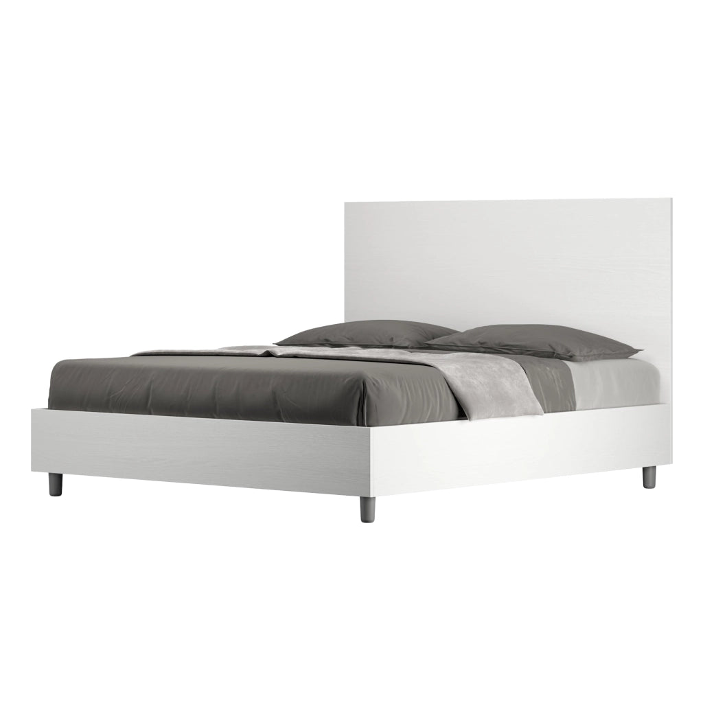 Letto Matrimoniale 160x200 cm con Rete e Contenitore Egos Bianco Frassino