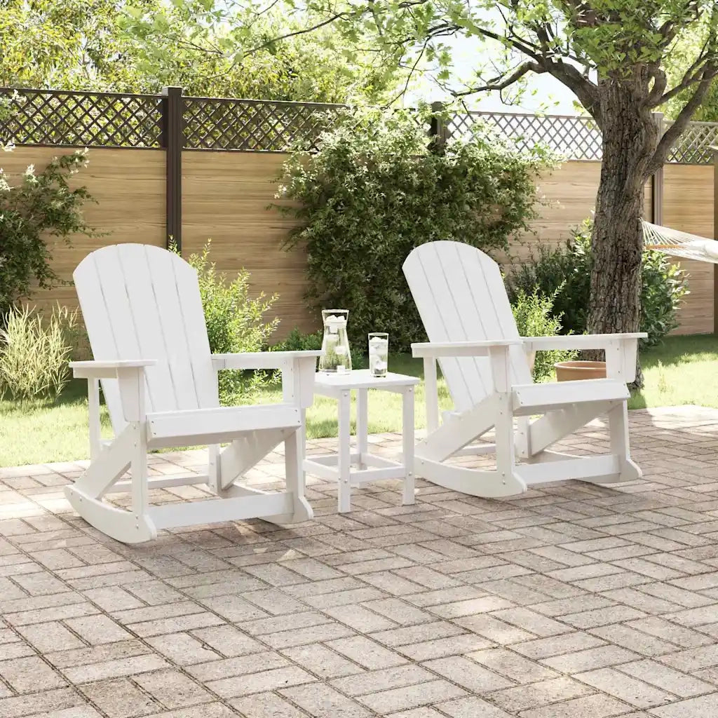 vidaXL Sdraio Rocking Adirondack 2 pcs Bianco HDPE