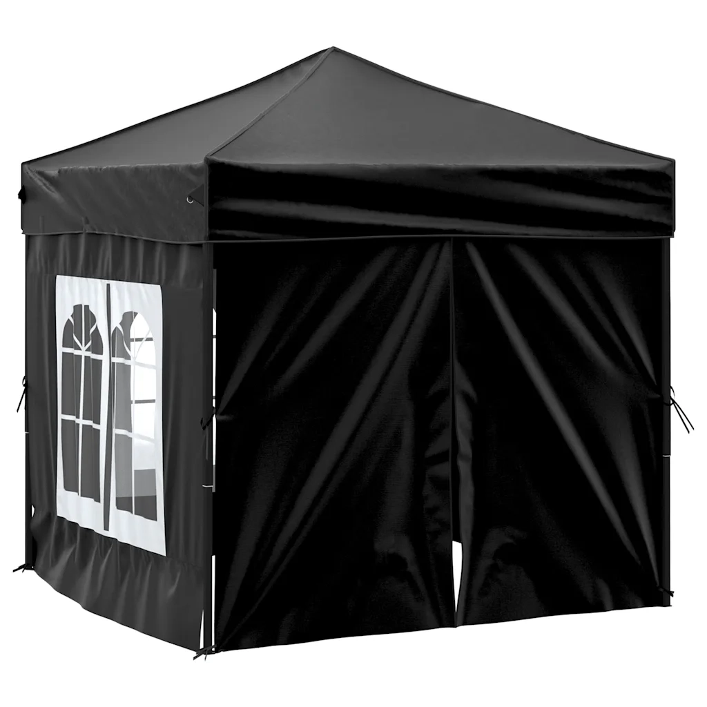 Tenda per Feste Pieghevole con Pareti Laterali-Tenda Gazebo Nero 2x2 m 758468