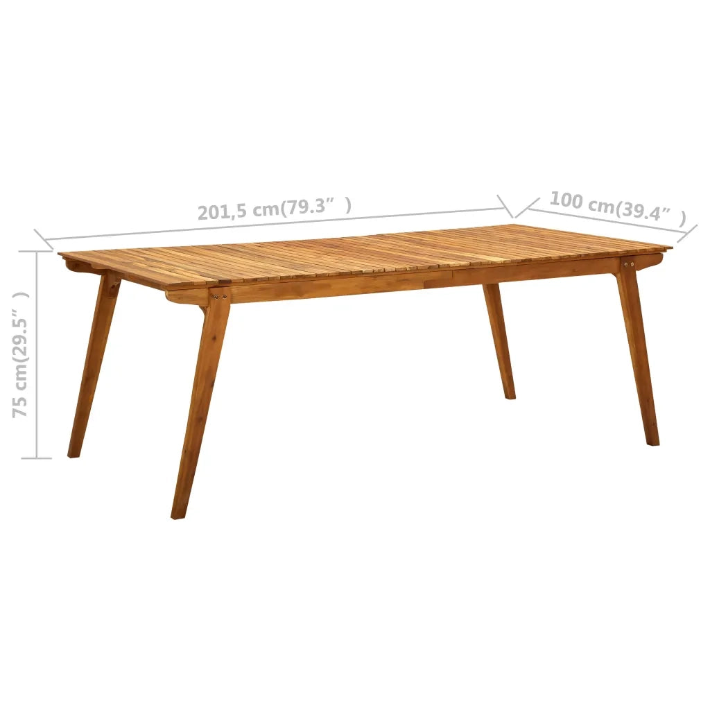Tavolo da Giardino 201,5x100x75 cm in Legno Massello di Acacia cod mxl 54645