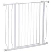 CANCELLETTO PER CANI A LARGHEZZA REGOLABILE CON DOPPIO BLOCCO, IN ACCIAIO E ABS, 76X75-95 CM, BIANCO