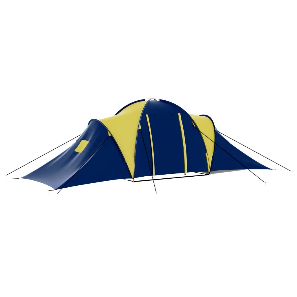 Tenda da Campeggio in Poliestere per 9 Persone-Tenda per Famiglie Blu e Giallo