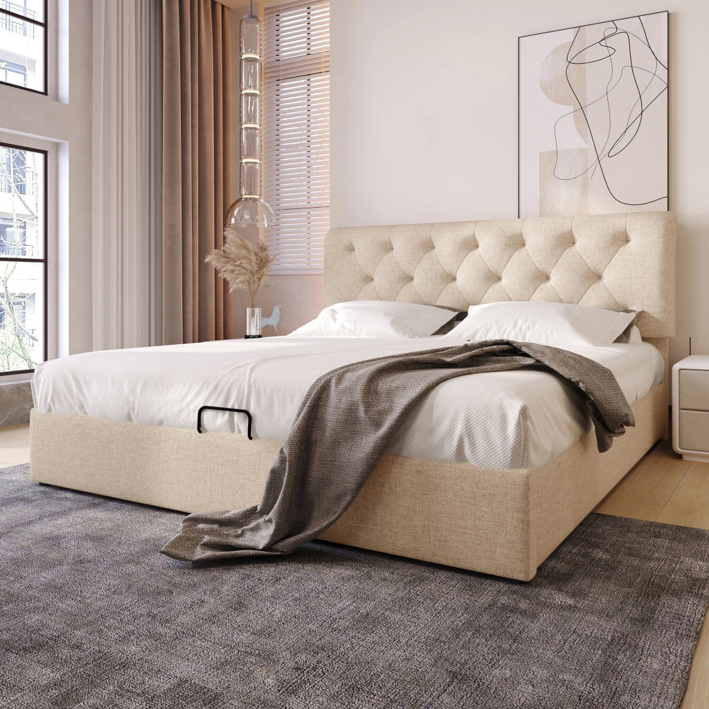 letto imbottito lino naturale 140x200 cm