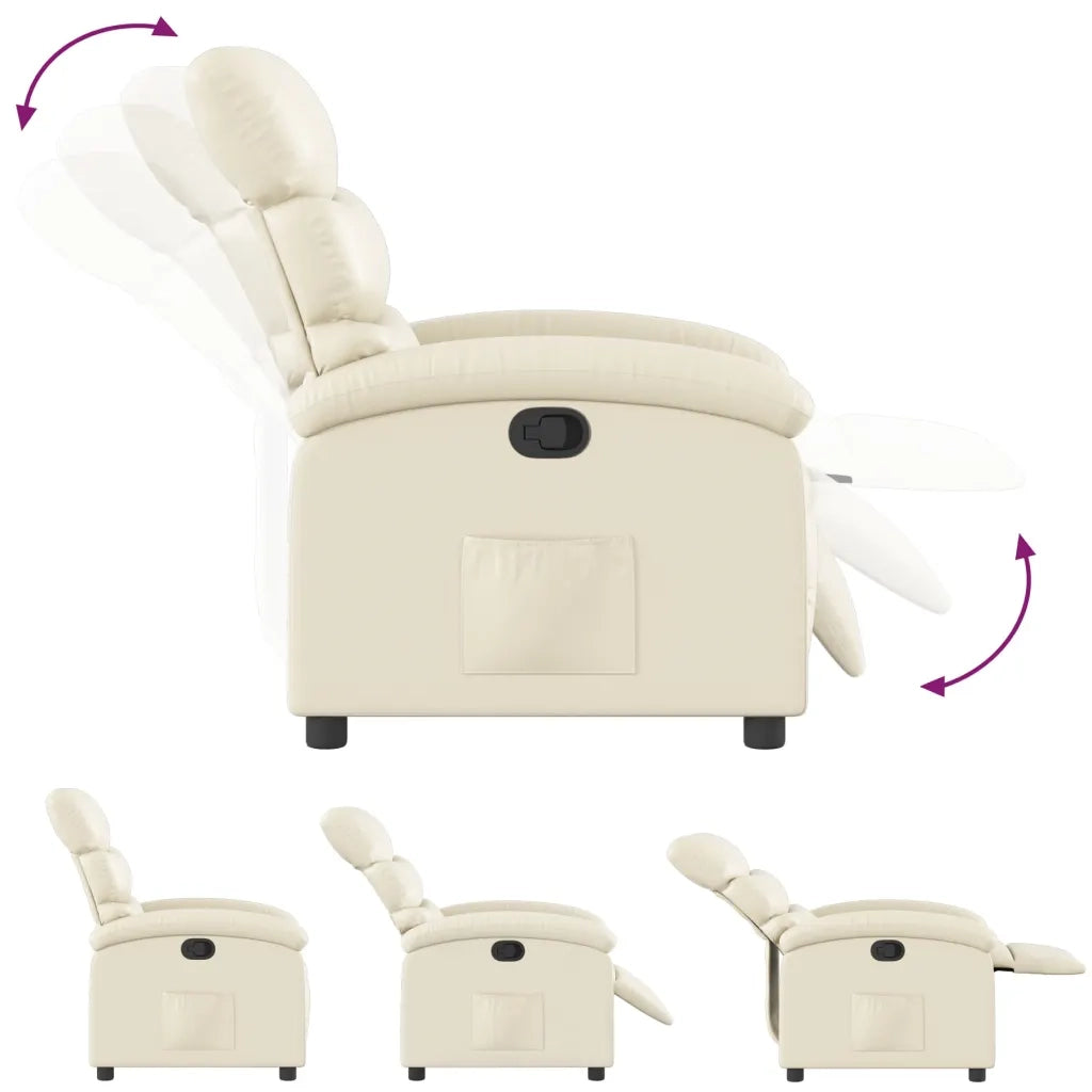 Divano Sedia-Poltrona reclinabile in similpelle color crema 404110