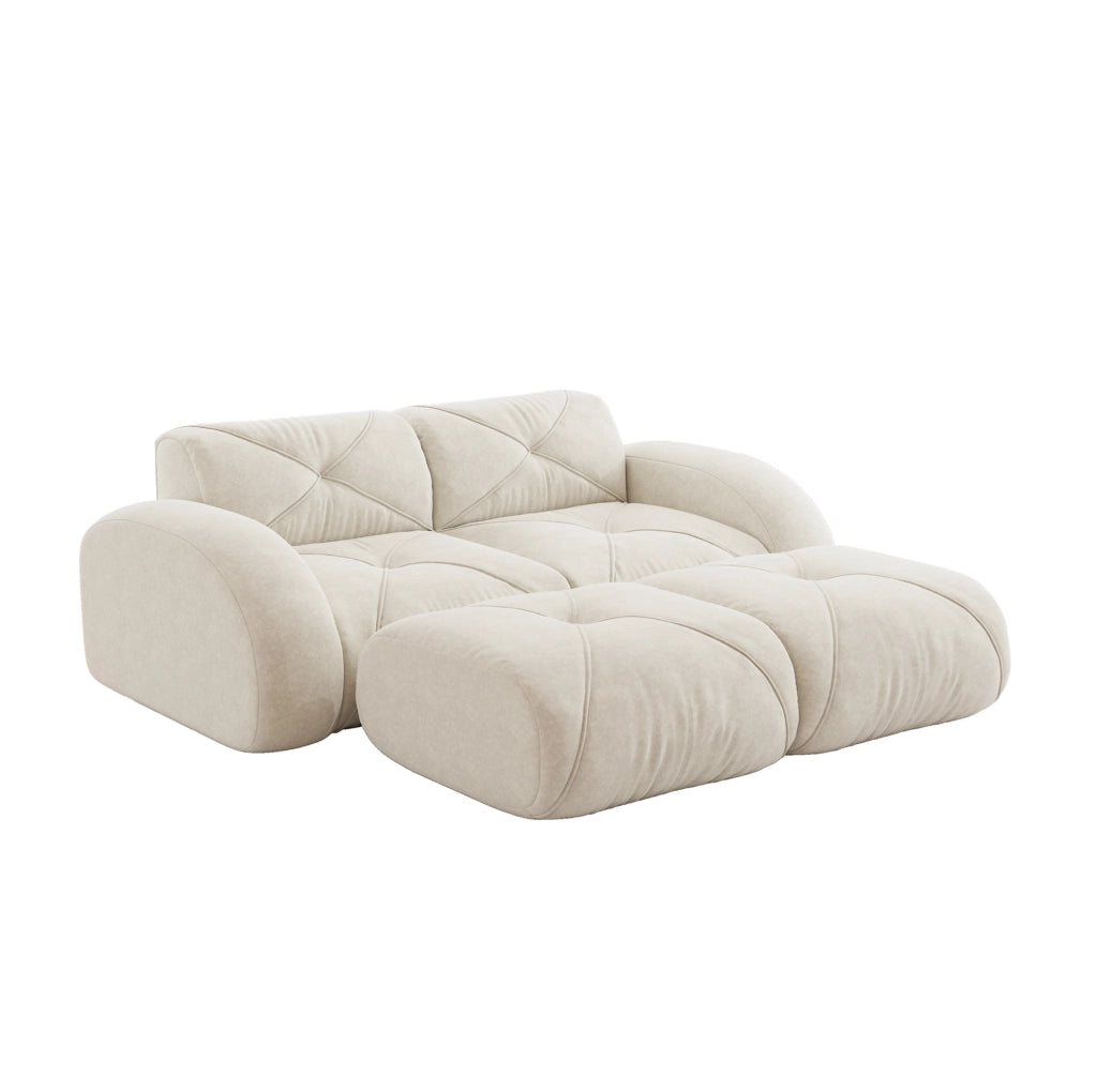 Divano modulare senza telaio in chenille beige chiaro 204x171x76 cm