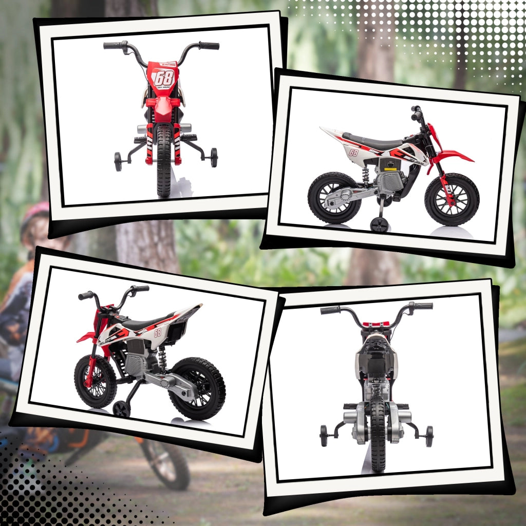 Moto Elettrica per Bambini con Rotelle e Indicatore di Carica Rosso
