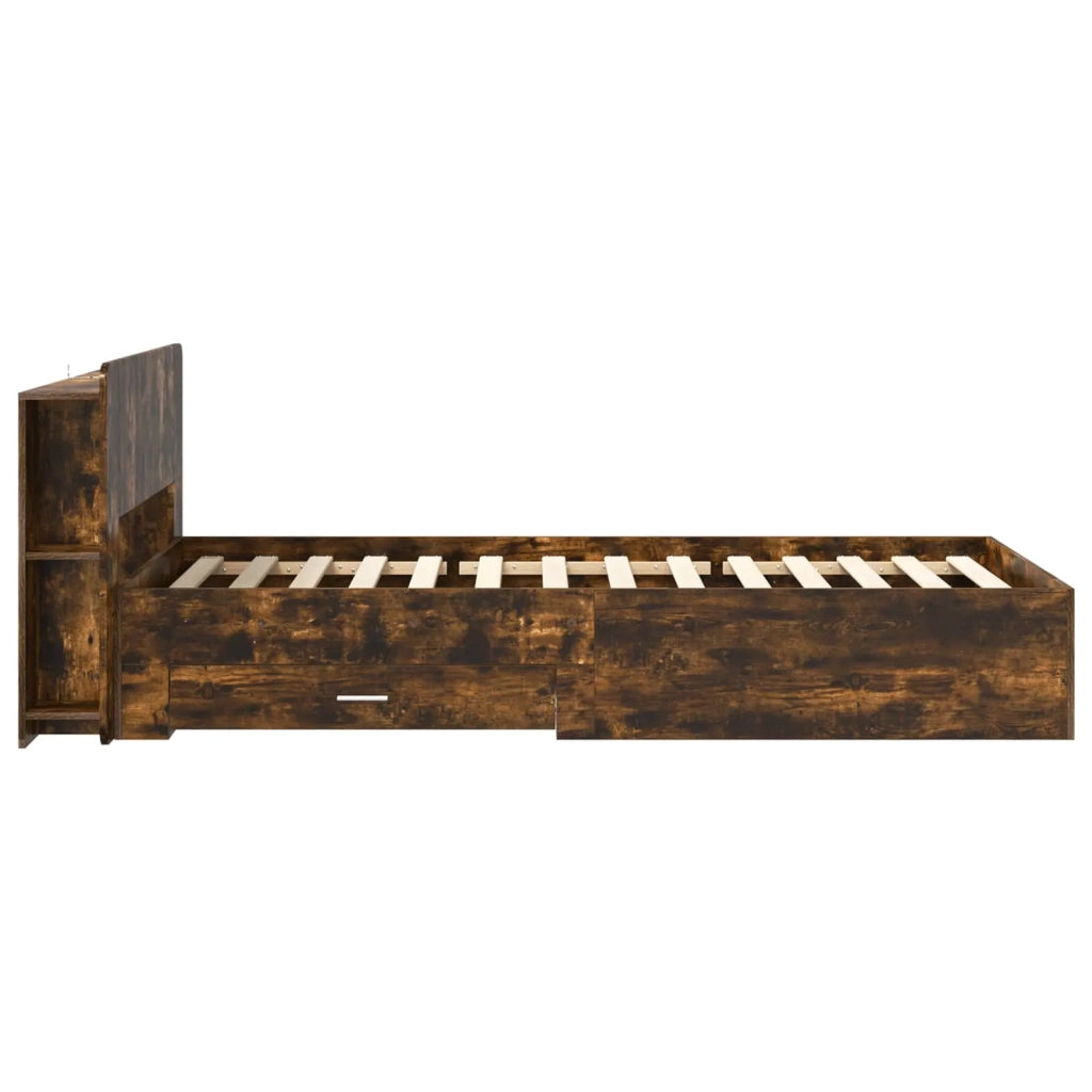 Telaio del letto con storage Rovere Fumo 75 x 190 cm