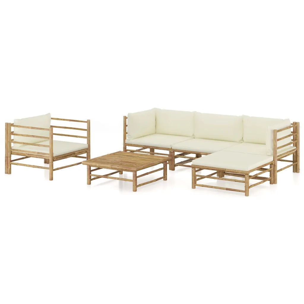 Set Divani da Giardino 6 pz con Cuscini Bianco Crema in BambÃ¹ cod mxl 40002