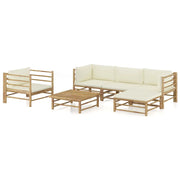 Set Divani da Giardino 6 pz con Cuscini Bianco Crema in BambÃ¹ cod mxl 40002