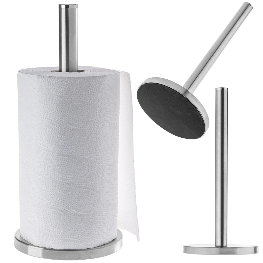 Portarotolo di carta assorbente KADAX, in acciaio, argento, per asciugamani da cucina, stabile, 33 cm
