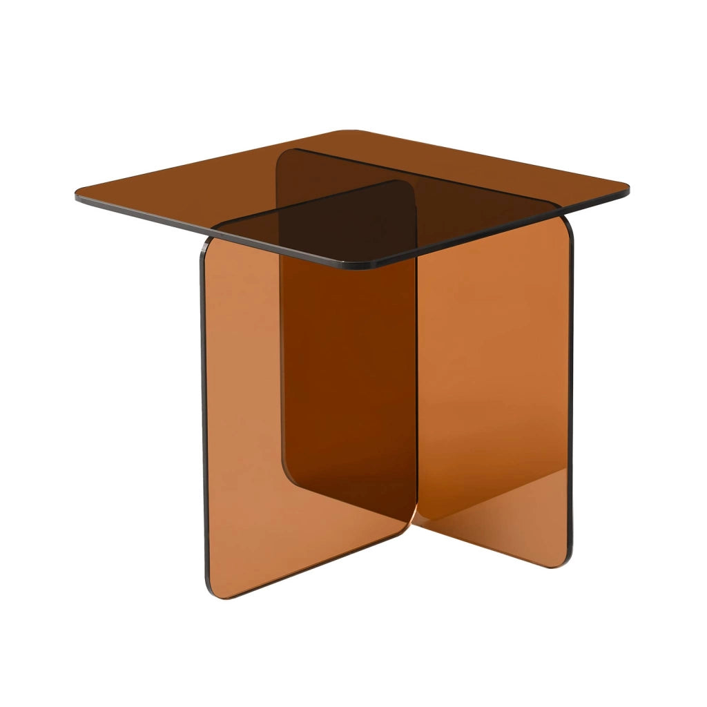 Tavolino quadrato in cristallo temperato, ambre