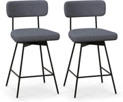 Set di 2 Sgabelli da Bar Girevoli a 360°, Sgabelli da Cucina con Schienale, Poggiapiedi, Sedia Alta Moderna Imbottita Struttura in Metallo, Altezza 90,5 cm, Capacità di 150 kg (Grigio)