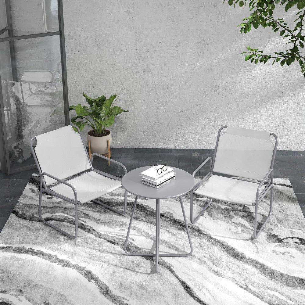 Set Bistro 3 pezzi - Zephmum - Tavolo e 2 sedie - Grigio chiaro mesh per giardino e terrazza