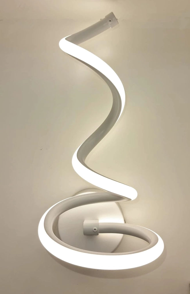 Applique LED da Parete Moderna 12W Bianco a Spirale – Luce Calda Naturale Fredda CCT – 960 Lumen – Design Curvo in Alluminio – Per Interni IP20