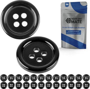 Punti per abbigliamento, 24 pezzi, 4 occhi, Ø 22,9 mm, in nero, realizzati in poliestere, misura 36L, punti per giacche, mantelli, camicie, polos, punto DIY di resina, punti per bucato, punti base, punti per hobby